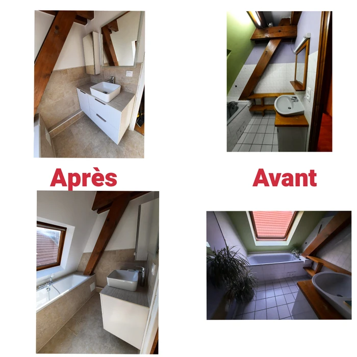 Salle de bain moderne avec douche d'angle à portes coulissantes en verre trempé transparent